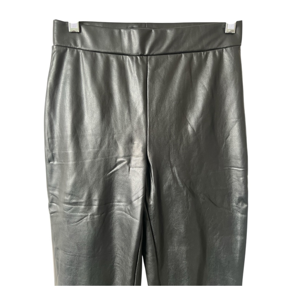 NWT Sanctuary Black Faux Leather Elastic Waist Cropped Pants - Picture 2 of 10